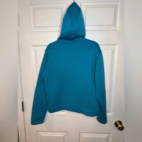 Nike Dri Fit Women’s Zip Up Quilted Hooded Jacket Bright Blue Size Medium GUC - Picture 2 of 8